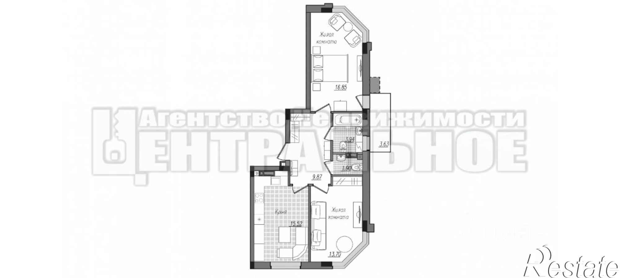Купить квартиру за 8 173 230 рублей на 1-я Каштановая улица, 16