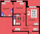 2-комн, 74 кв м, этаж 8/10 ул Филатова, 3