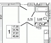 1-комн, 40 кв м, этаж 9/10 деревня Алтуховка, улица Дружбы