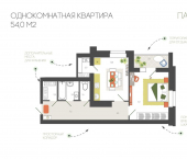 1-комн, 54 кв м, этаж 3/10 Брестская улица, 5